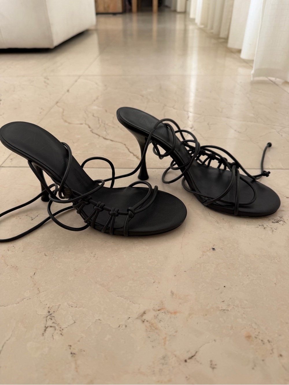 Mango Black Lace-Up Strappy Heeled Sandals